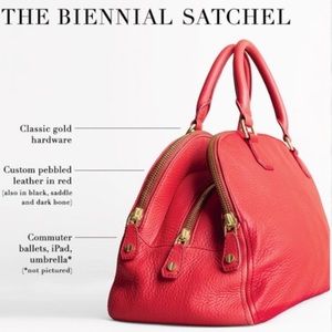 J. Crew Red Satchel with Gold Hardware